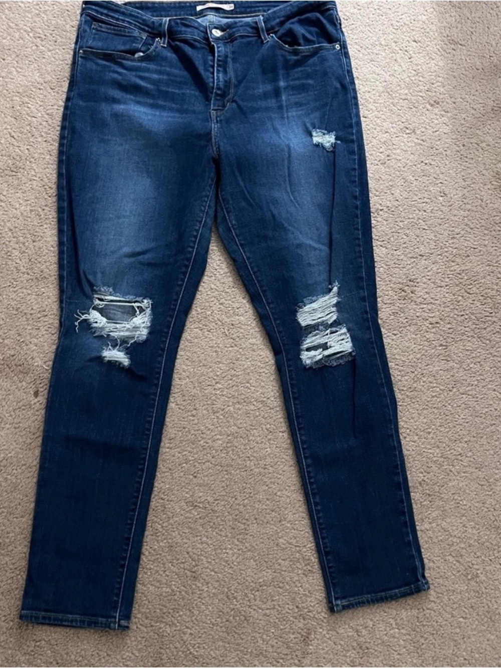 Levi's Dark Blue Ripped Skinny Jeans